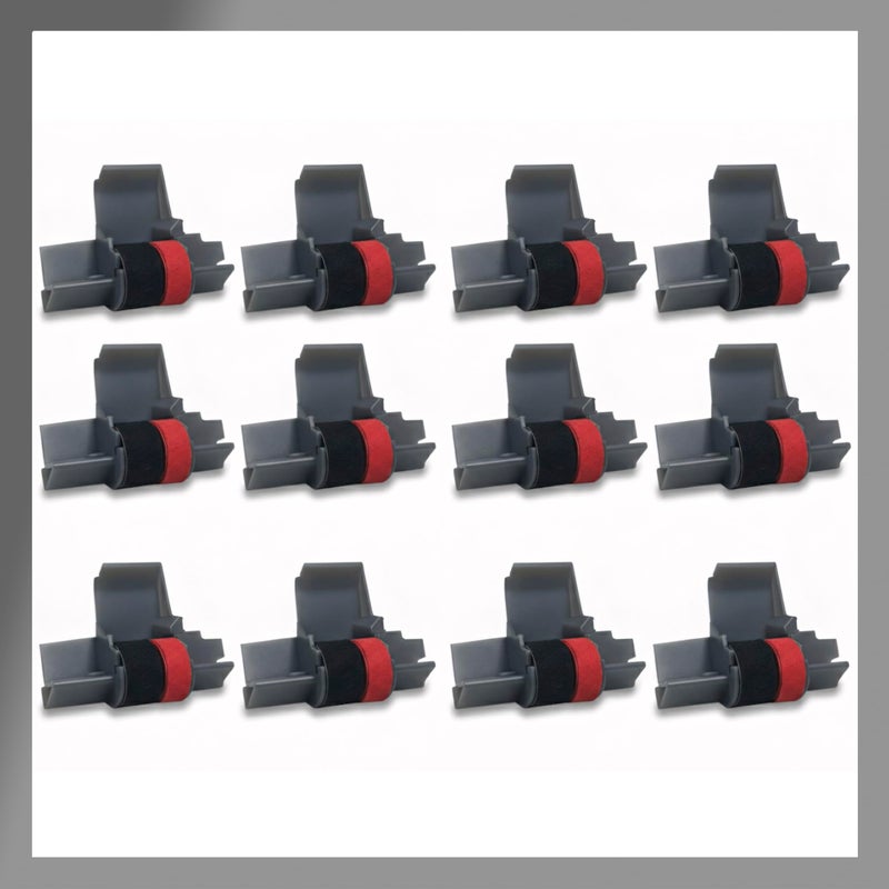 Pokanic IRâ€‘40T Black & Red [12 Pack] Ink Roller Ribbon Cartridge â€“ Dualâ€‘Color Replacement Compatible for CASIO/Canon/Sharp Printing Calculators & Cash Registers (12 Pack) - Image 1